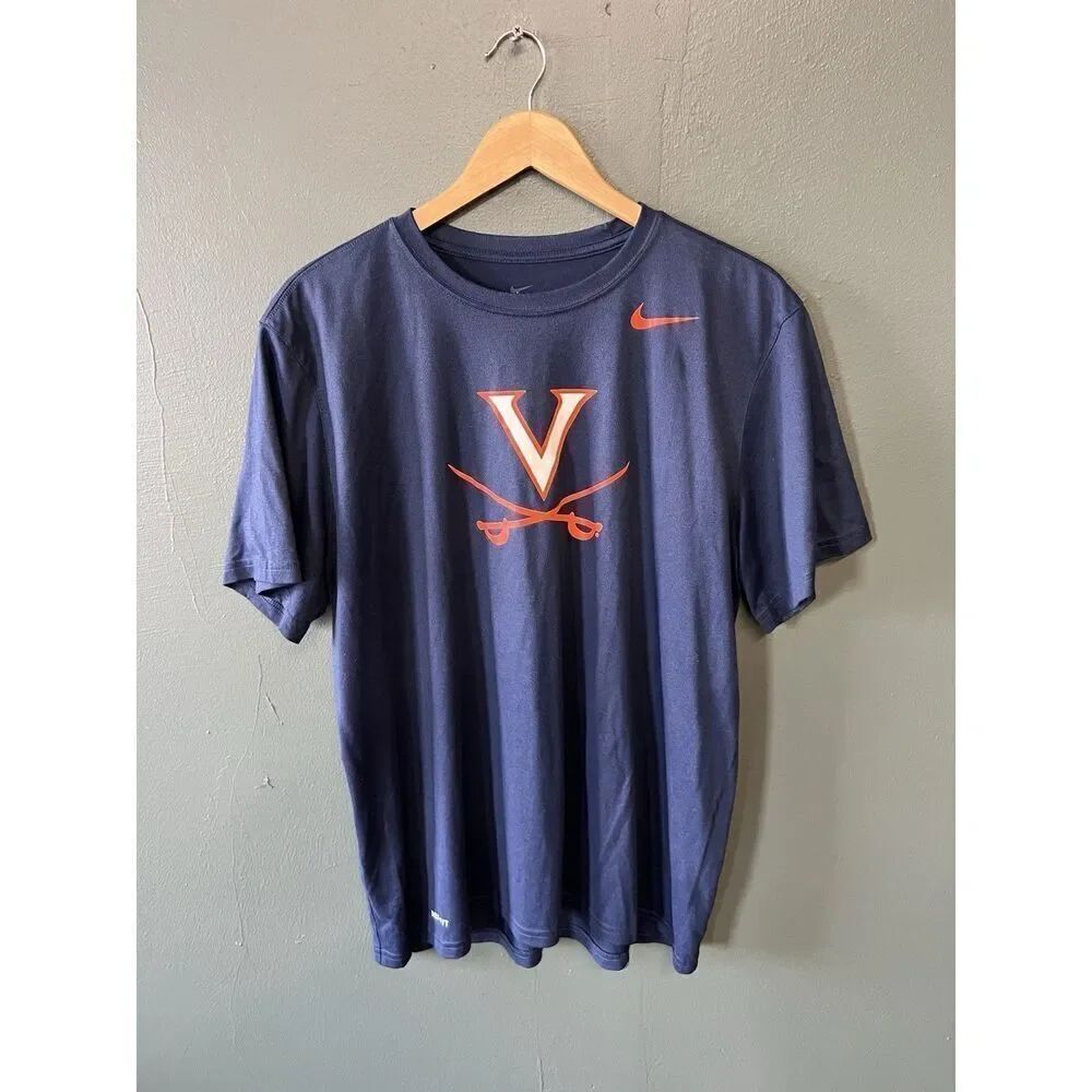 Virginia Nike Mens Blue Short Sleeve Athletic T-shirt Size XL